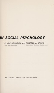 Cover of: The nature of theory and research in social psychology by Clyde Hendrick