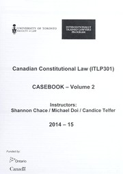 Cover of: Canadian constitutional law (ITLP301) | Shannon Chace