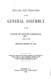 Cover of: Acts and Joint Resolutions of the General Assembly of the State of South ... by South Carolina , South Carolina