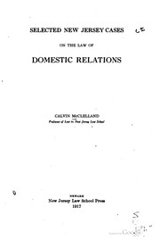 Cover of: Selected New Jersey cases on the law of domestic relations