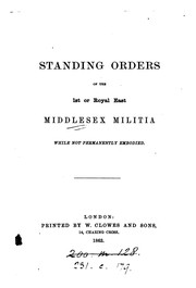 Cover of: Standing orders of the 1st or Royal east Middlesex militia | 