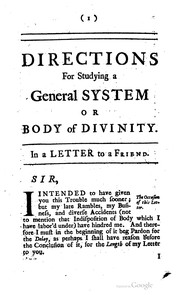 Cover of: Directions for studying I. A general system or body of divinity. | Bennet, Thomas