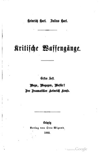 Kritische waffengänge ... by Heinrich Hart