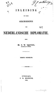 Cover of: Inleiding tot eene geschiedenis der Nederlandsche diplomatie.