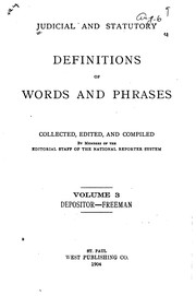 Cover of: Judicial and statutory definitions of words and phrases | 