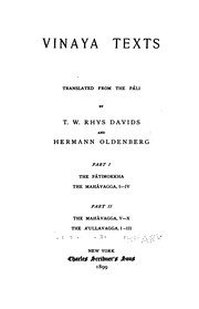 Cover of: Vinaya texts by translated from Pāli by T.W. Rhys Davids and Hermann Oldenberg.