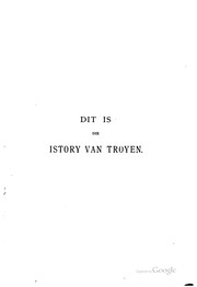 Cover of: Dit is die istory van Troyen van Jacob van Maerlant