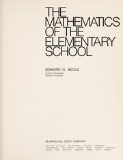 Cover of: The mathematics of the elementary school