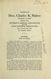 Cover of: Address of Hon. Charles R. Mabey | Charles Rendell Mabey