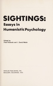 Cover of: Sightings: essays in humanistic psychology. | 