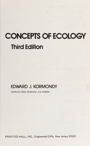 Concepts of ecology by Edward John Kormondy