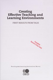 Cover of: Creating effective teaching and learning environments by Teaching and Learning International Survey