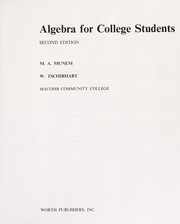 Cover of: Algebra for college students | Mustafa A. Munem
