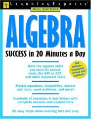 Cover of: Algebra Success in 20 Minutes a Day, 2nd Edition (Skill Builders)
