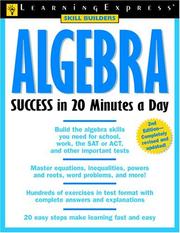 Cover of: Algebra success in 20 minutes a day. by 