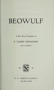 Cover of: Beowulf: a new prose translation by by E. Talbot Donaldson.