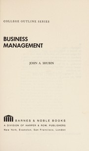 Cover of: Business management. | John A. Shubin