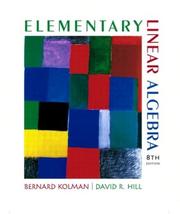 Cover of: Elementary Linear Algebra, Eighth Edition by Bernard Kolman, David R. Hill