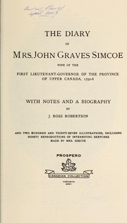 Cover of: The Diary of Mrs. John Graves Simcoe