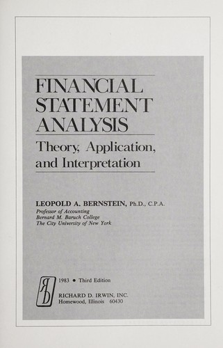 Financial statement analysis by Leopold A. Bernstein