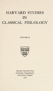 Cover of: Harvard Studies in Classical Philology, Volume 80 by Department of Classics Harvard University