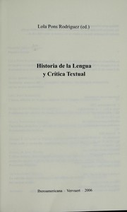 Cover of: Historia de la lengua y crítica textual by Lola Pons Rodríguez (ed.).
