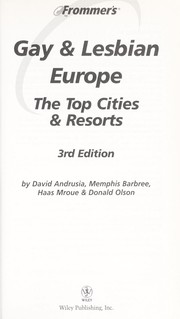 Cover of: Frommer's gay & lesbian Europe: the top cities & resorts