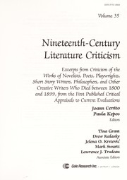 Cover of: Nineteenth-Century Literature Criticism, Vol. 35 (Nineteenth Century Literature Criticism) | Joann Cerrito