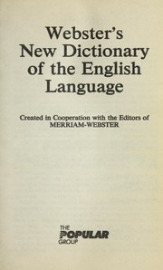 Cover of: WEBSTER'S NEW DICTIONARY OF THE ENGLISH LANGUAGE by 