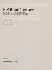 Cover of: N.M.R. and chemistry: an introduction to nuclear magnetic resonance spectroscopy