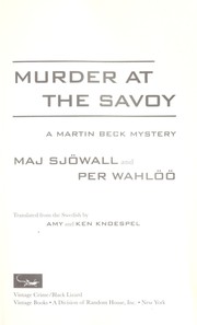 Cover of: Murder at the Savoy: a Martin Beck mystery