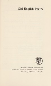 Cover of: Old English poetry by edited by Daniel G. Calder.