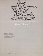 Cover of: People and performance | Peter F. Drucker