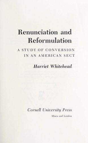 Renunciation and reformulation by Harriet Whitehead