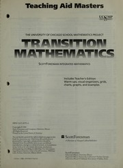 Cover of: Transition Mathematics Teaching Aid Masters (University of Chicago School Mathematics Project) | 
