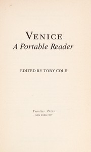 Cover of: Venice, a portable reader by edited by Toby Cole.