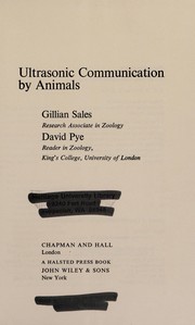 Cover of: Ultrasonic communication by animals