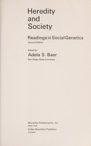 Cover of: Heredity and society: readings in social genetics