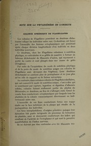 Cover of: Note sur la phylogénèse de l'insect