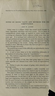 Cover of: Notes on going value and method for its computation