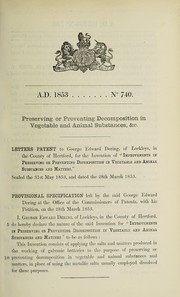 Cover of: Specification of George Edward Dering: preserving or preventing decomposition in vegetable and animal substances, &c