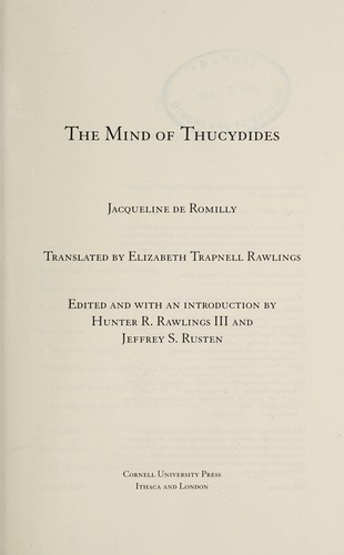 The mind of Thucydides by Jacqueline de Romilly