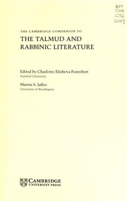 Cover of: The Cambridge companion to the Talmud and rabbinic literature | 