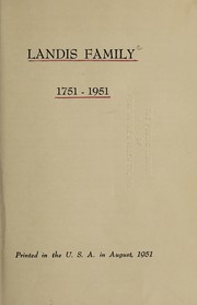 Cover of: Landis family, 1751-1951. | 