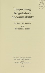 Cover of: Improving regulatory accountability | Robert William Hahn
