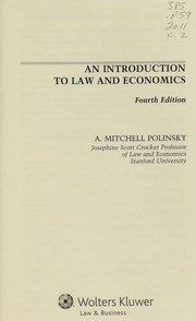 An introduction to law and economics by A. Mitchell Polinsky