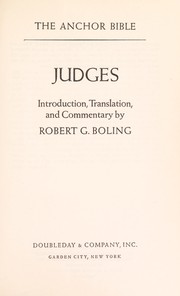 Cover of: Judges: introduction, translation, and commentary by