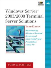 Cover of: Windows Server 2003/2000 Terminal Server solutions: implementing Windows Terminal Services and Citrix MetaFrame Presentation Server 3.0