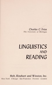 Cover of: Linguistics and reading. by Charles Carpenter Fries