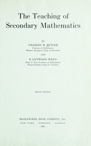 Cover of: The teaching of secondary mathematics | Charles Henry Butler